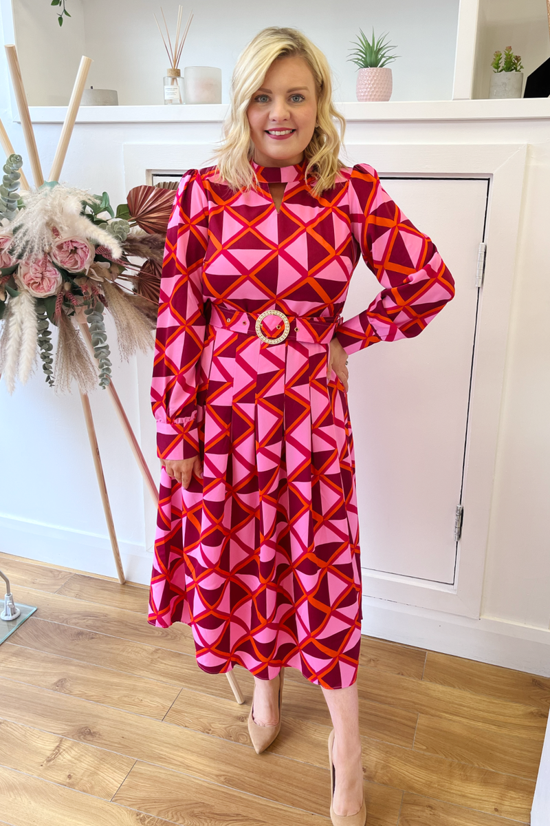 Polly Pink Abstract Dress The Dresser Boutique Banbridge Northern Ireland