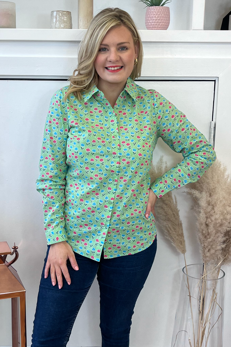 Wren Green floral Blouse The Dresser Boutique Banbridge Northern Ireland