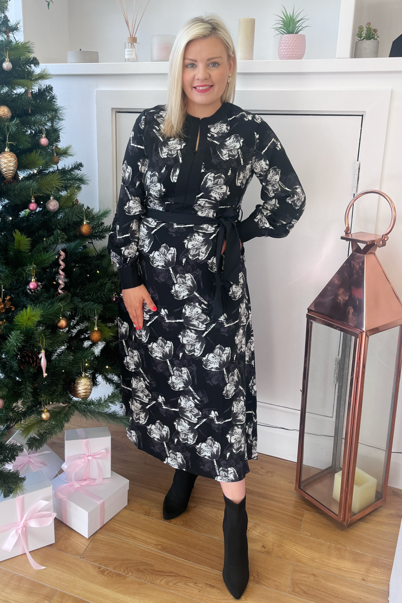 Black Floral Midi Dress | The Dresser Boutique Banbridge Northern Ireland