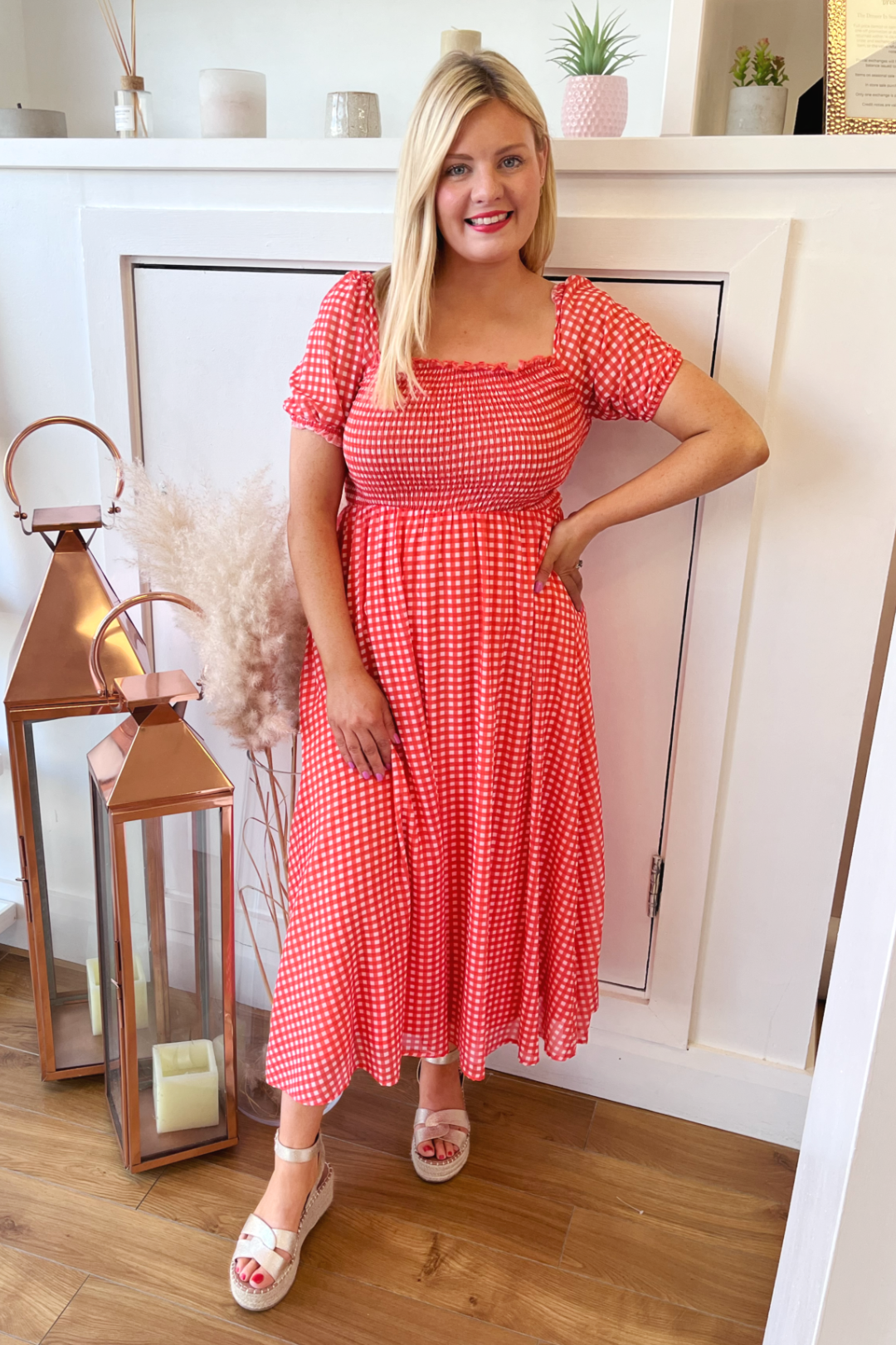 asos red gingham dress ASOS DESIGN cotton plunge button through mini sundress with elastic channel detail in red gingham