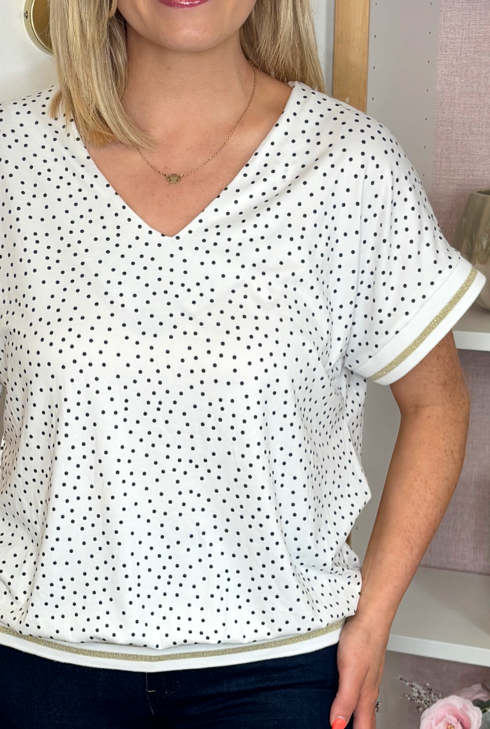 Isabel Polka Dot Sport Band Top (White) | The Dresser Boutique