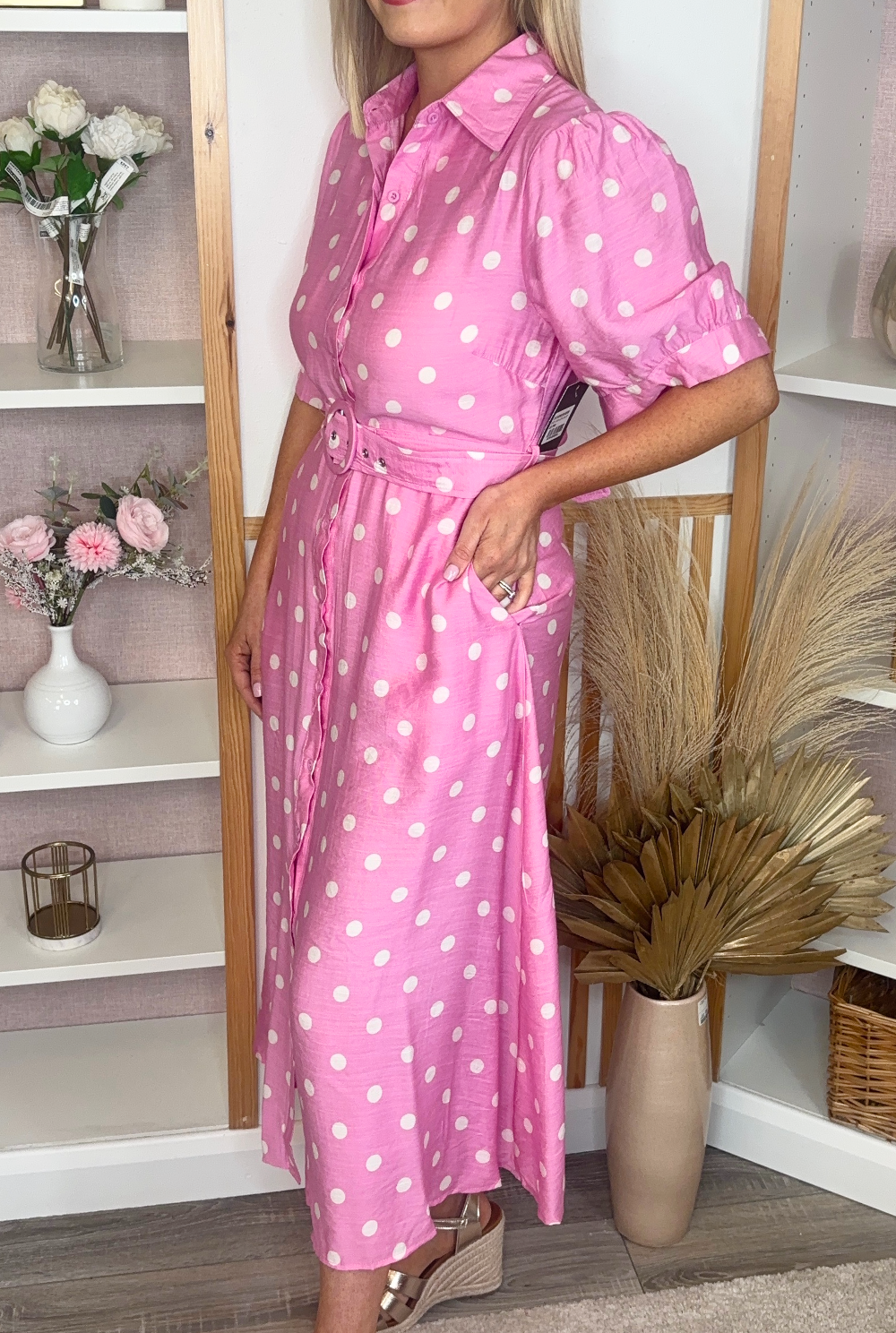 Polka Dot Shirt Dress (Pink) | The Dresser Boutique Banbridge Northern  Ireland