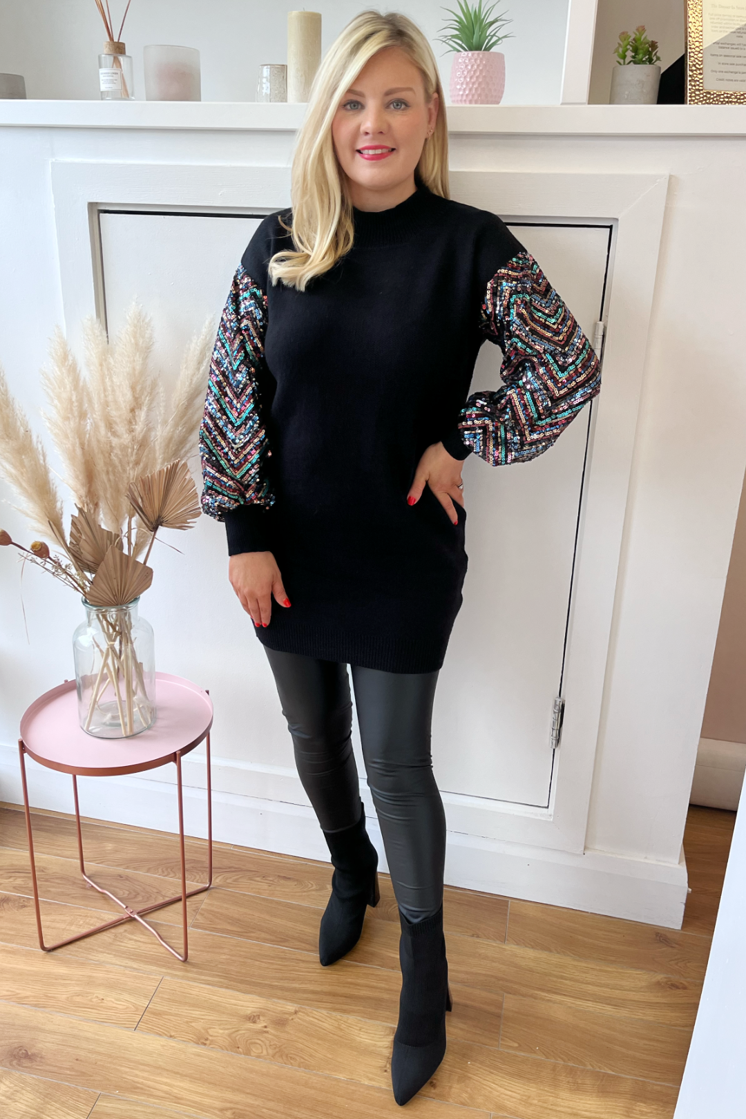sequin sleeve jumper dress Berry Coast Sequin Sleeve Jumper Dress