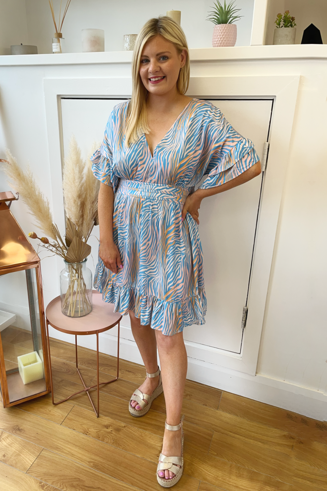 Zebra Print Dress (Blue)
