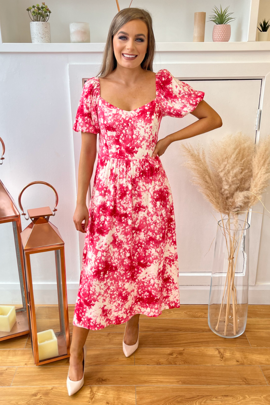 Alesha Raspberry Midi Dress