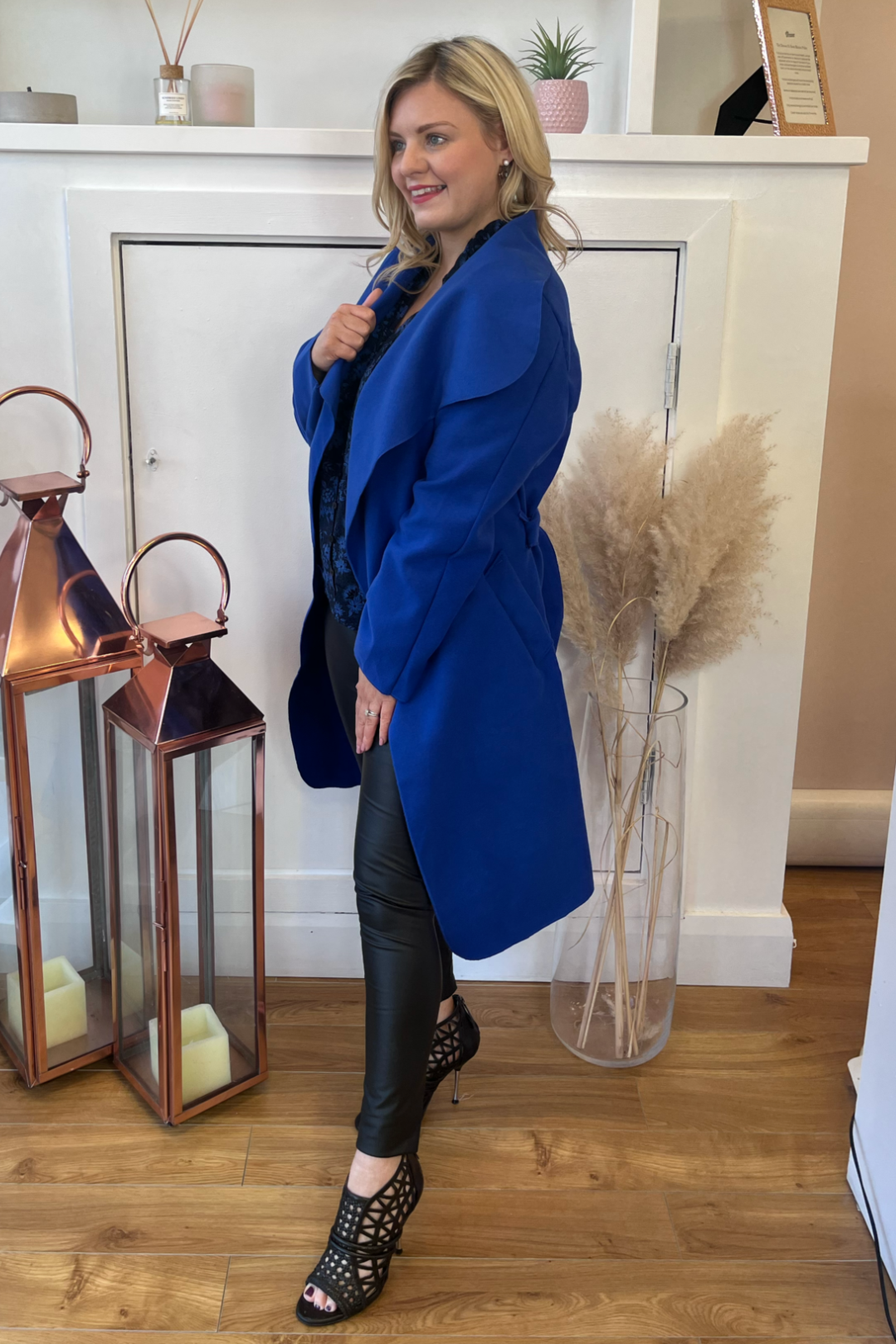 cobalt blue duster coat