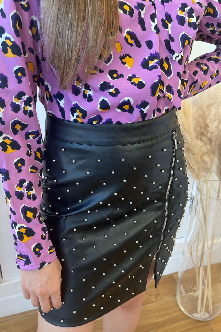Faux leather studded skirt online
