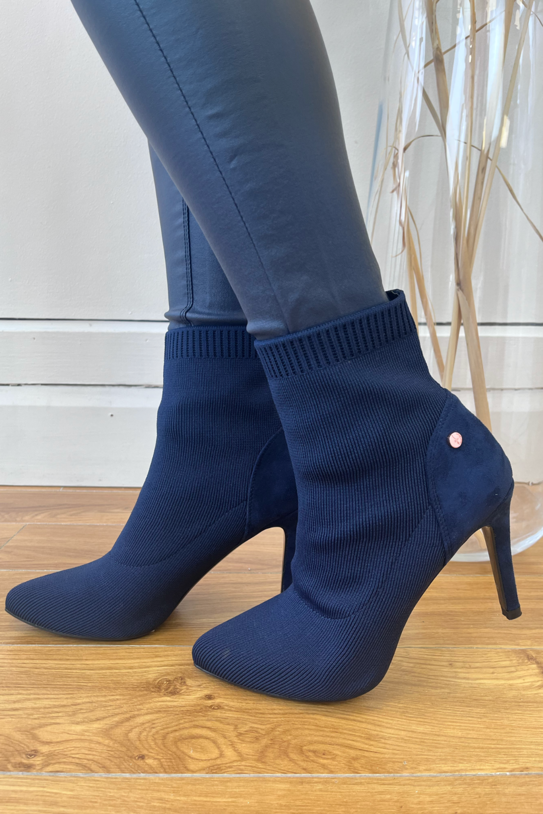 Navy blue sock boots clearance