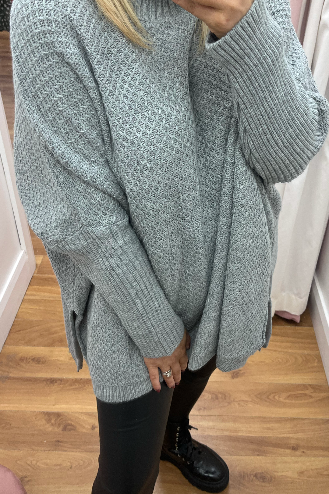 Grand Poncho Zara Knit - Gris Et Noir - Taille M/L (très Bon état)